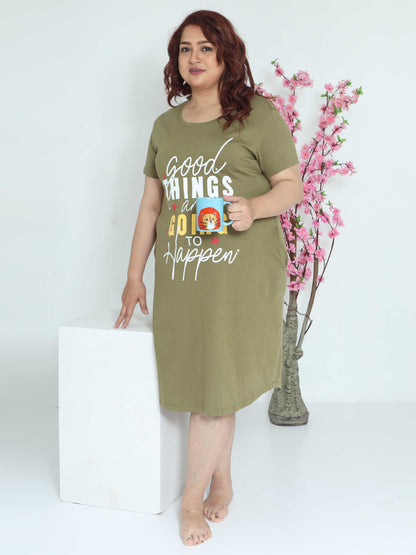 Grey Plus Size Short Nighty