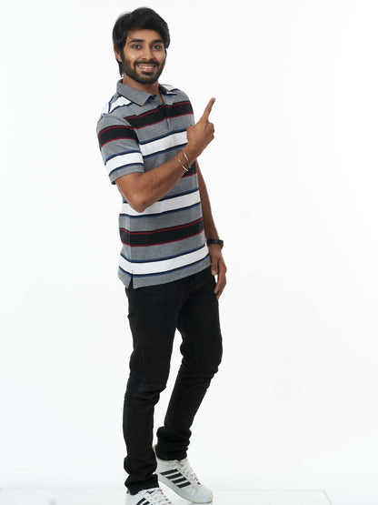 Trendy 100% Cotton Men's Collar T-Shirt