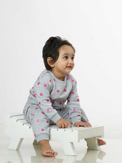 Little Hearts Winter Sweatshirt Babies Pyjama Set