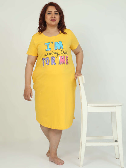 Yellow Plus Size Short Nighty