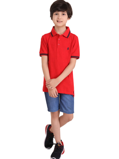 Kinda classy - Boys Collar T-shirt Red