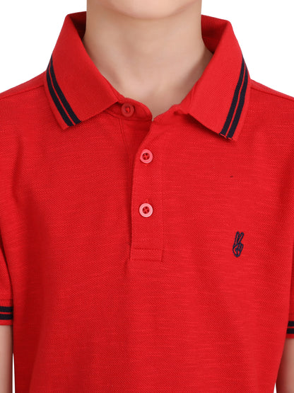 Kinda classy - Boys Collar T-shirt Red