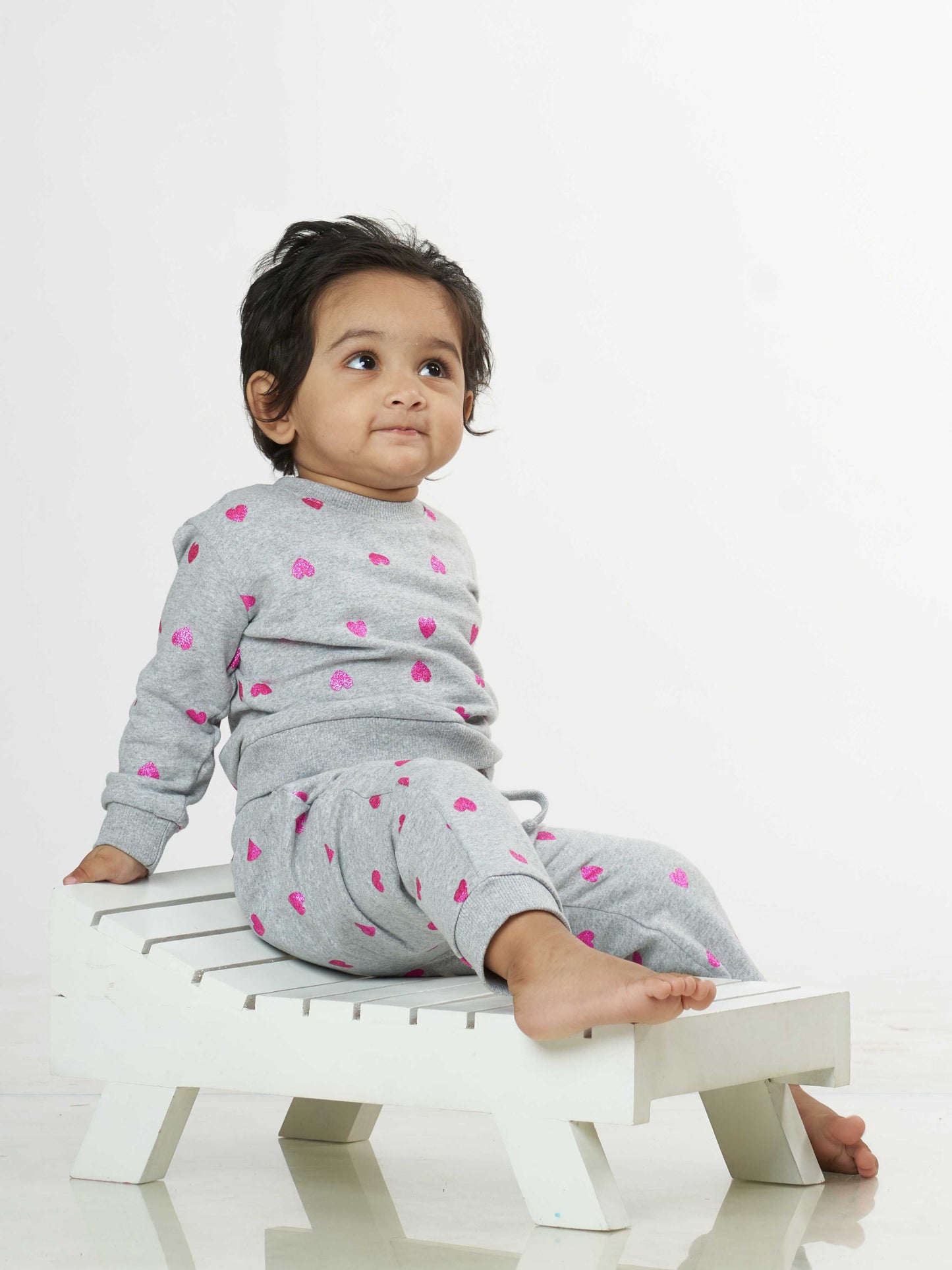 Little Hearts Winter Sweatshirt Babies Pyjama Set