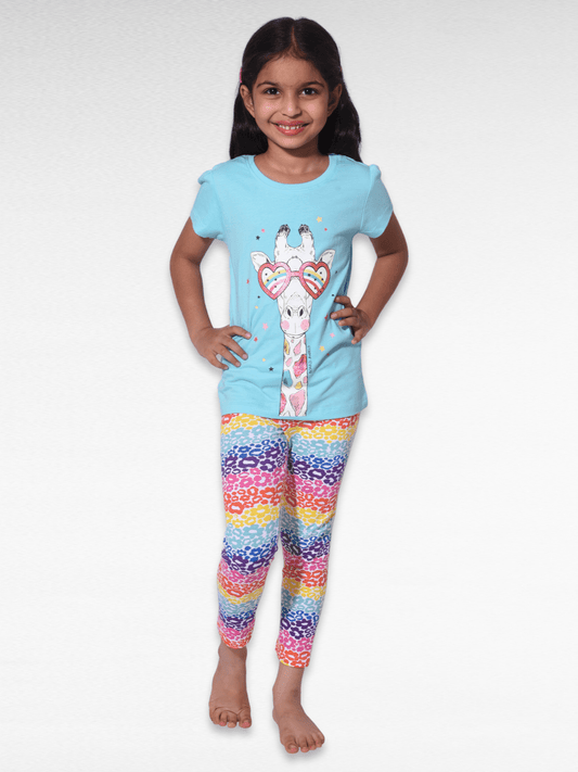 Cozy Giraffe100% Cotton Girls Pajama Set