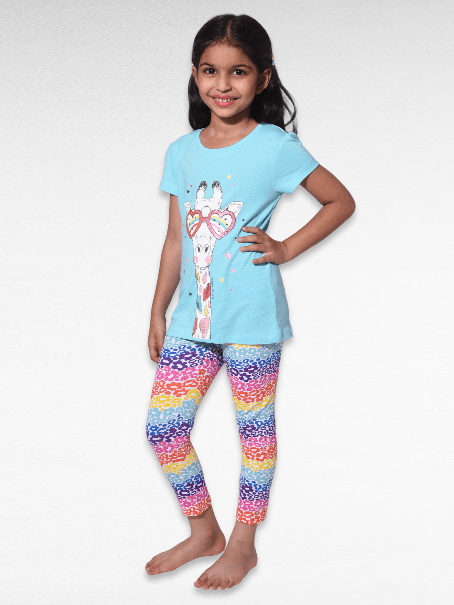 Cozy Giraffe100% Cotton Girls Pajama Set