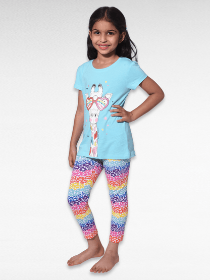 Cozy Giraffe100% Cotton Girls Pajama Set