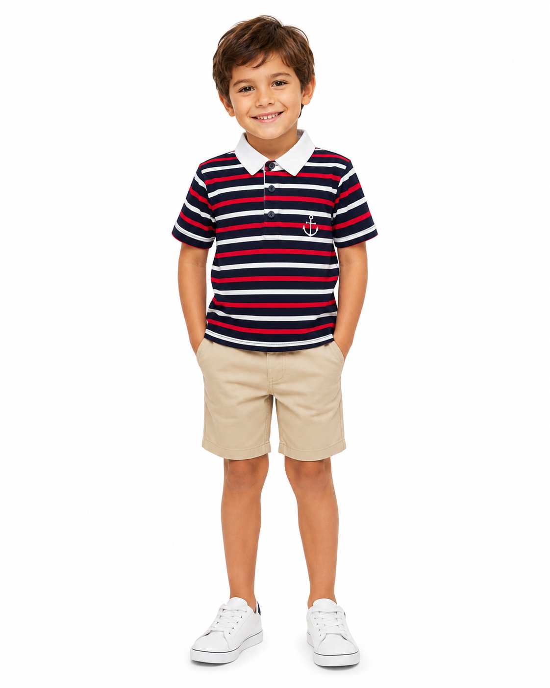 Captain Anchor - Boys Stripped Polo T-Shirt