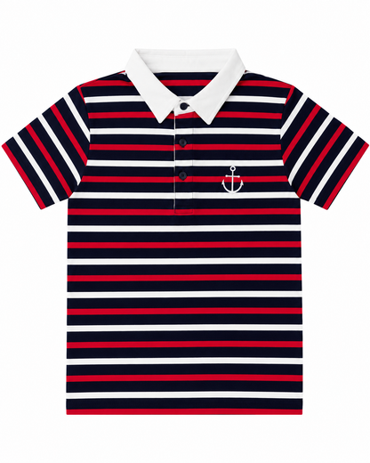 Captain Anchor - Boys Stripped Polo T-Shirt