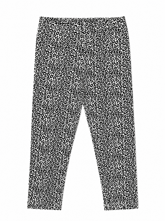 Snow Leopord Girls Printed Leggings | Ankle Length