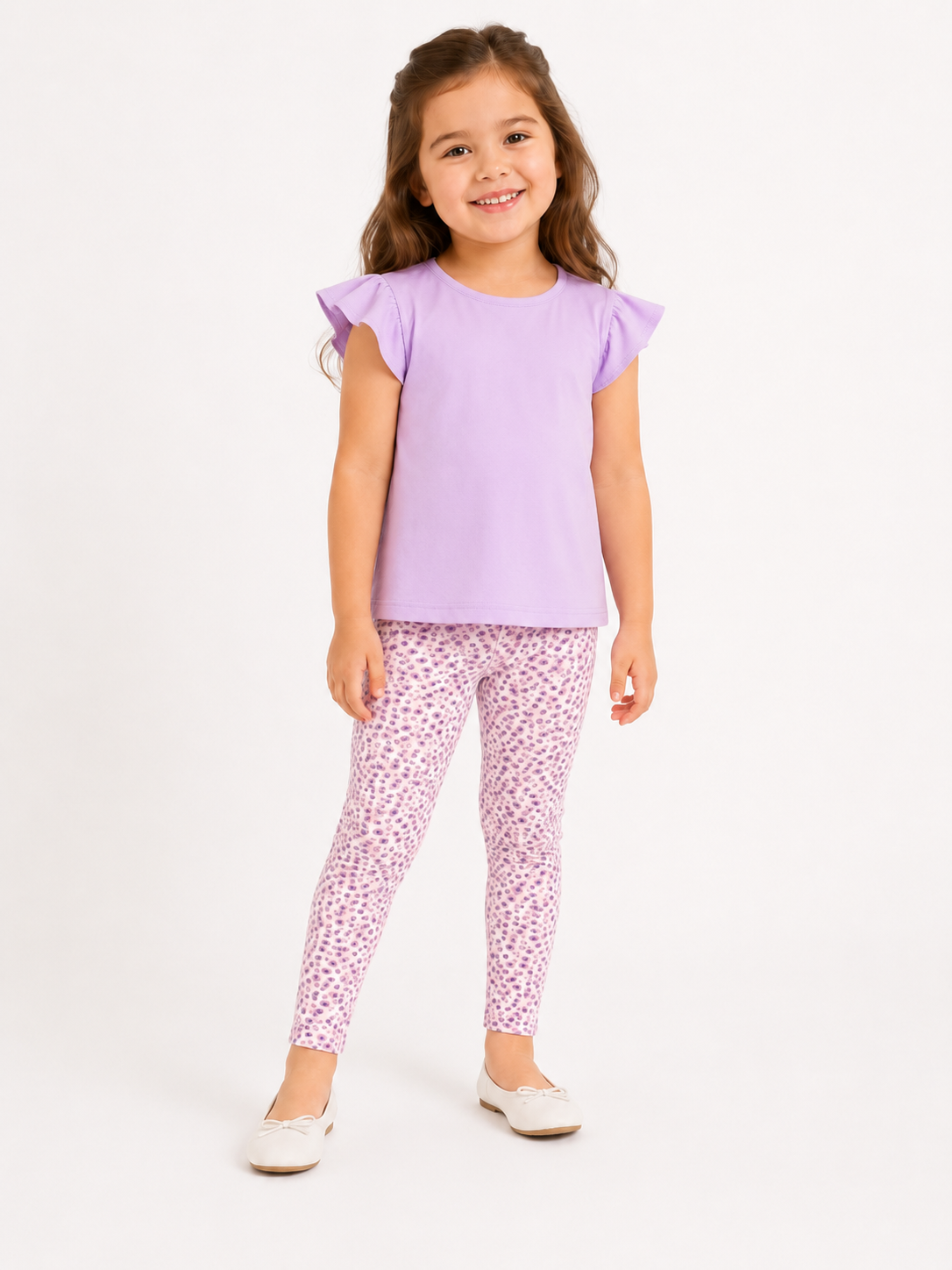 Lavender Bloom Girls Leggings | Ankle Length