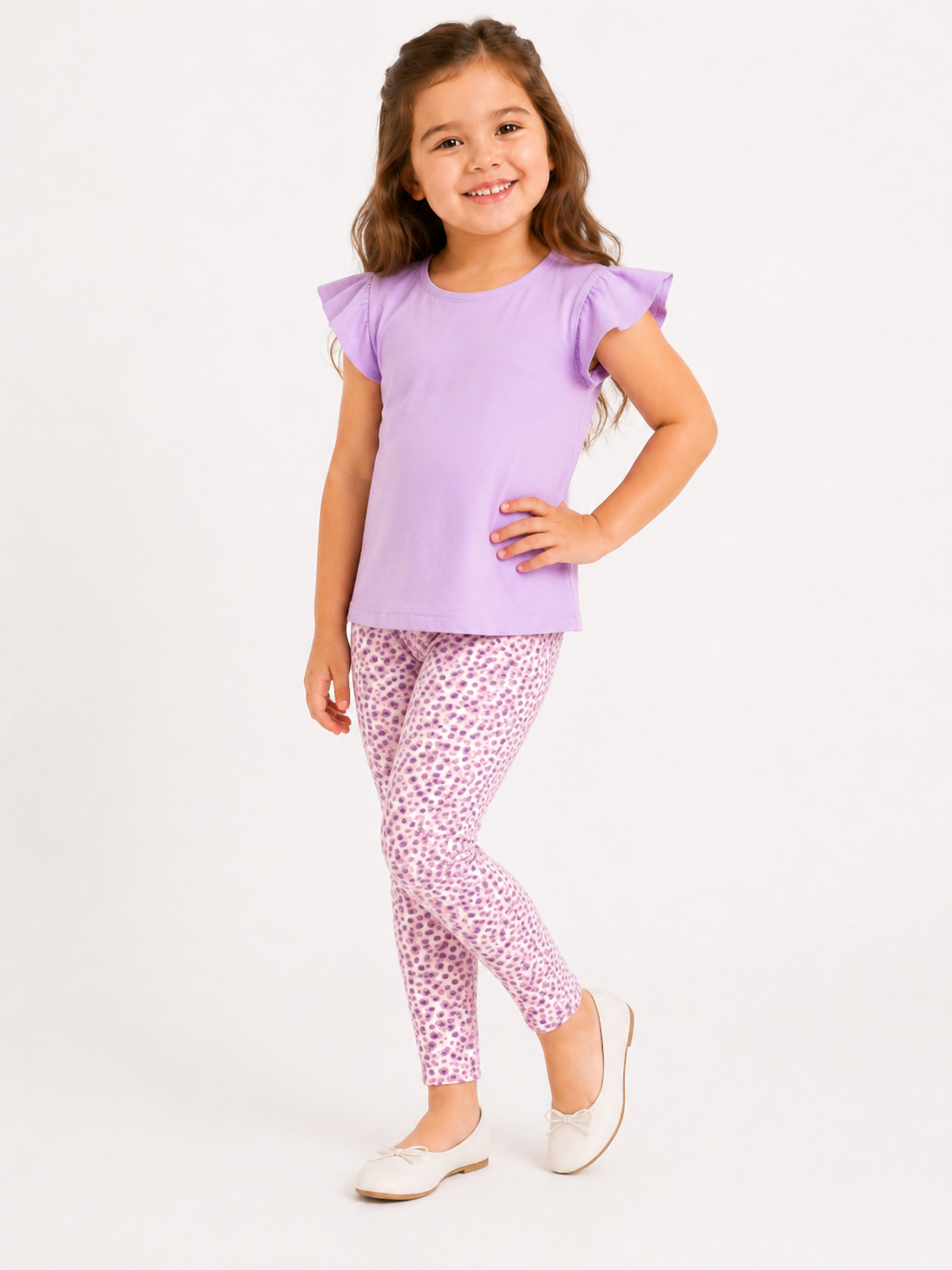 Lavender Bloom Girls Leggings | Ankle Length