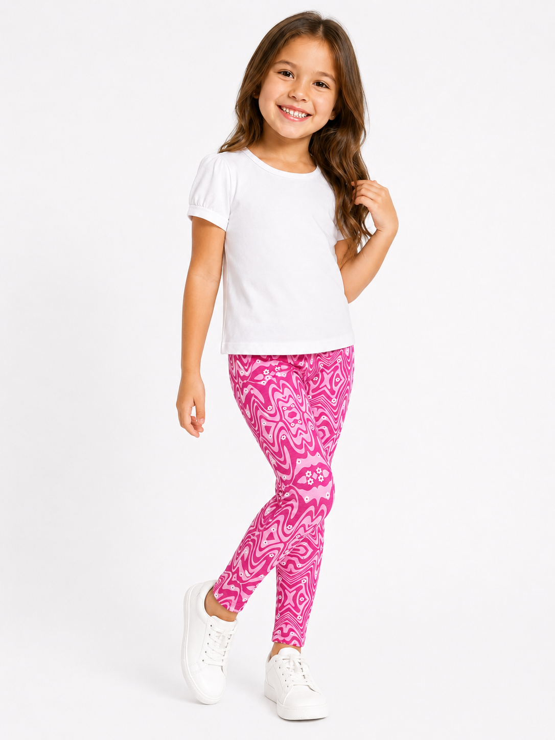 Daisy Swirl Girls Leggings | Full Length