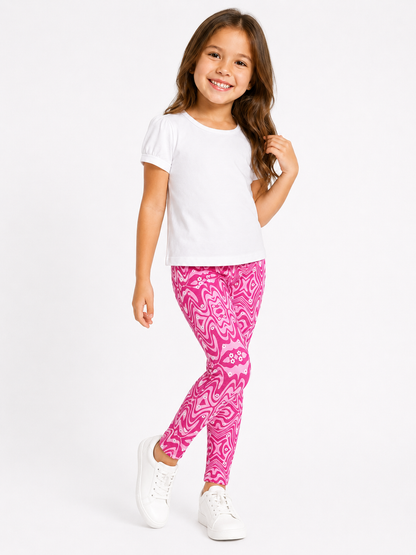 Daisy Swirl Girls Leggings | Full Length
