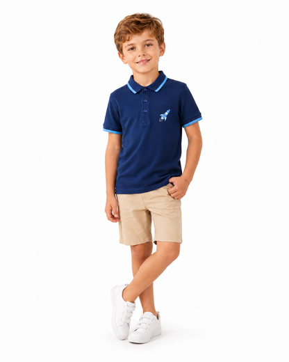 Rocket Rider - Boys Polo T-Shirt | Navy