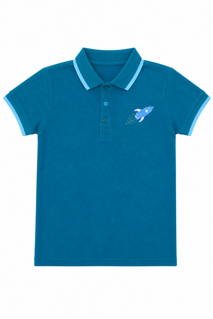Rocket Rider - Boys Polo T-Shirt | Turquoise