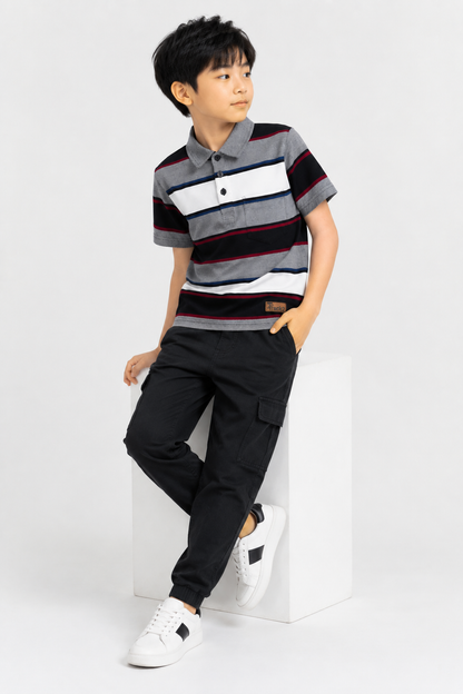 Monarch Stripe - Boys Polo T-Shirt