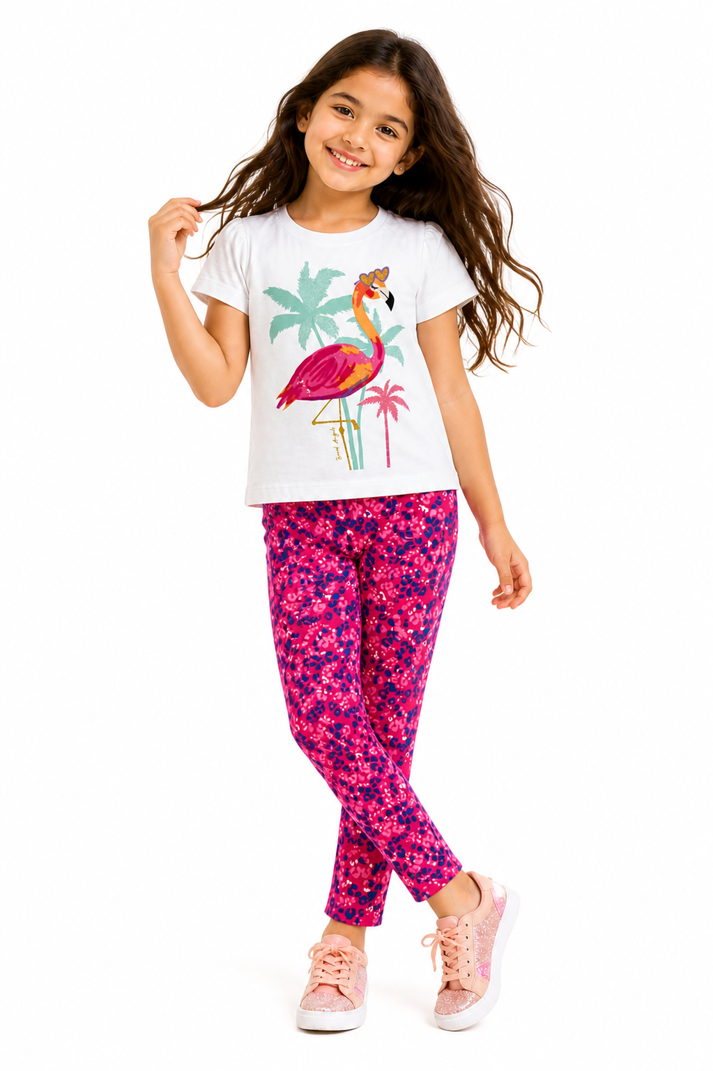 Flamingo Breeze Girls Pajama Set