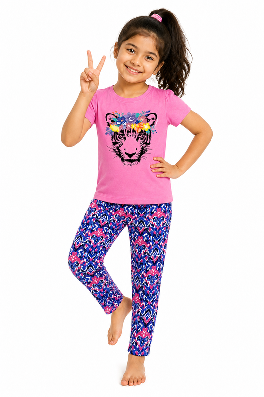 Blossom Tiger - Girls Pajama Set