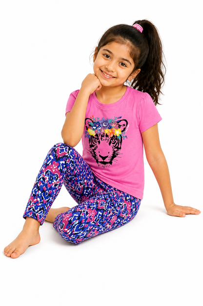 Blossom Tiger - Girls Pajama Set