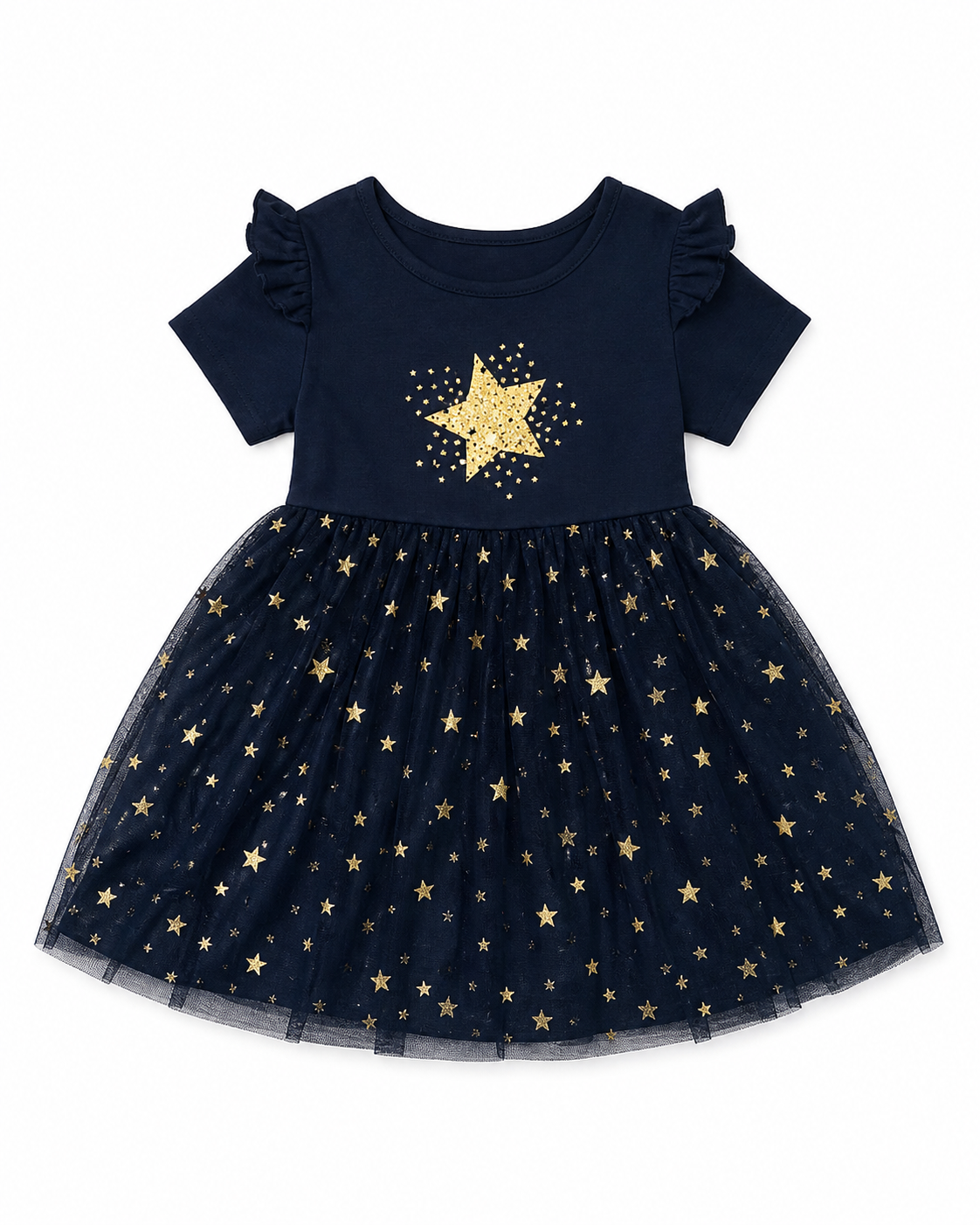 Midnight Stardust - Girls Premium Cotton Frock