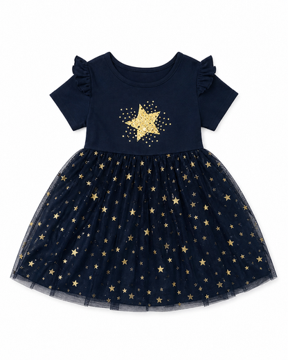 Midnight Stardust - Girls Premium Cotton Frock
