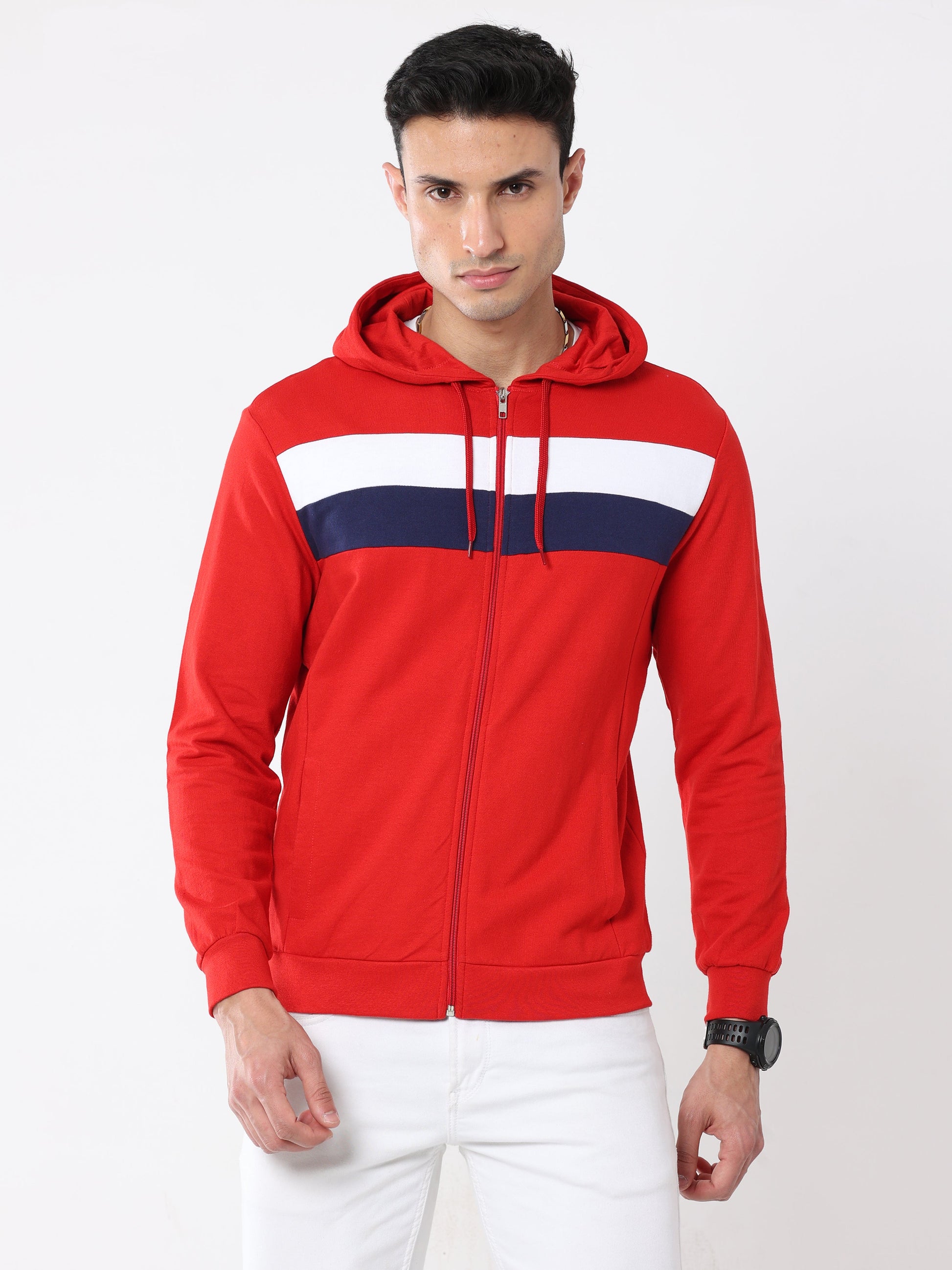 Stylish Men's Hooded Sweatshirt- Red