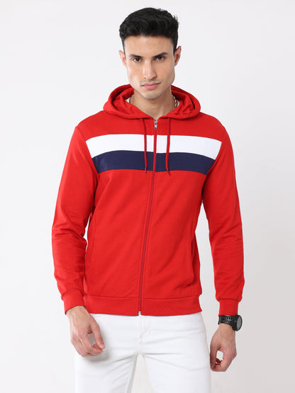 Stylish Men's Hooded Sweatshirt- Red
