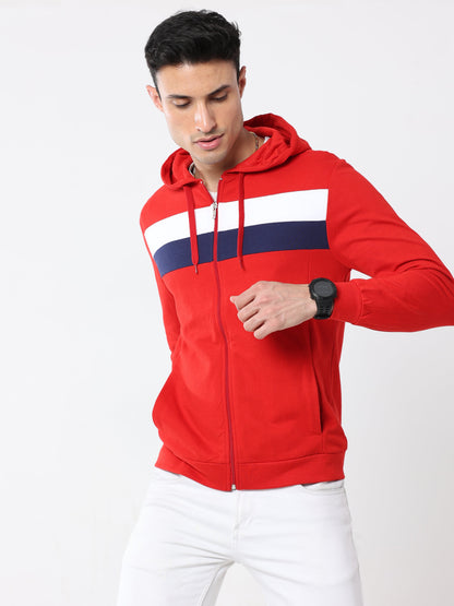 Stylish Men's Hooded Sweatshirt- Red