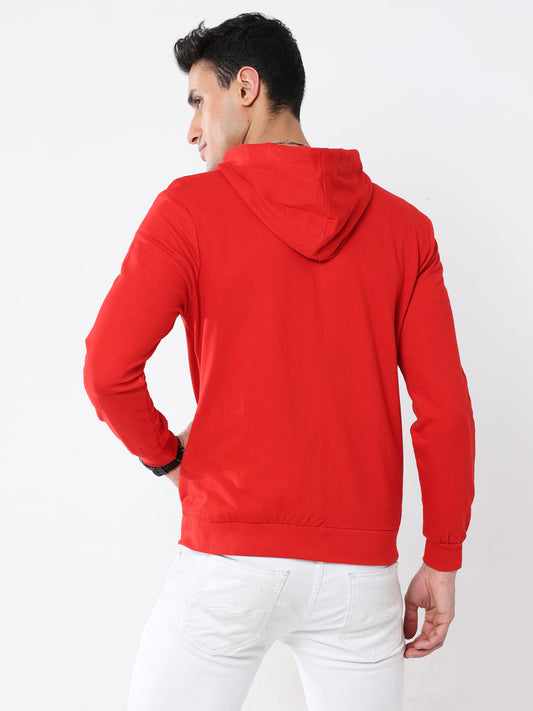 Stylish Men's Hooded Sweatshirt- Red