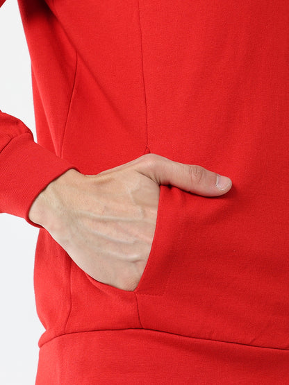 Stylish Men's Hooded Sweatshirt- Red