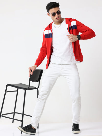 Stylish Men's Hooded Sweatshirt- Red