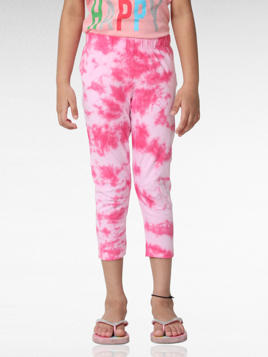 Pink Blossom Girls Tie & Dye Leggings