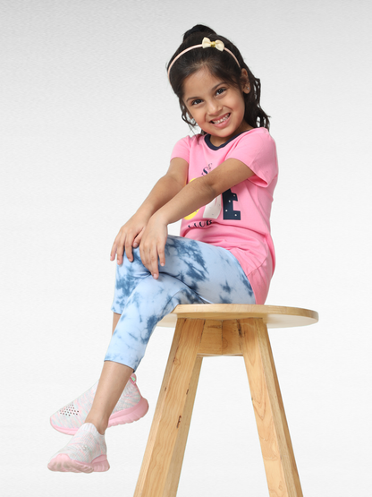 Blue waves Girls Tie & Dye Leggings
