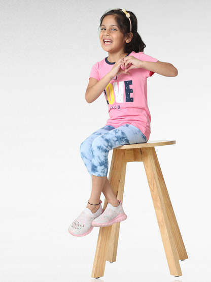 Blue waves Girls Tie & Dye Leggings