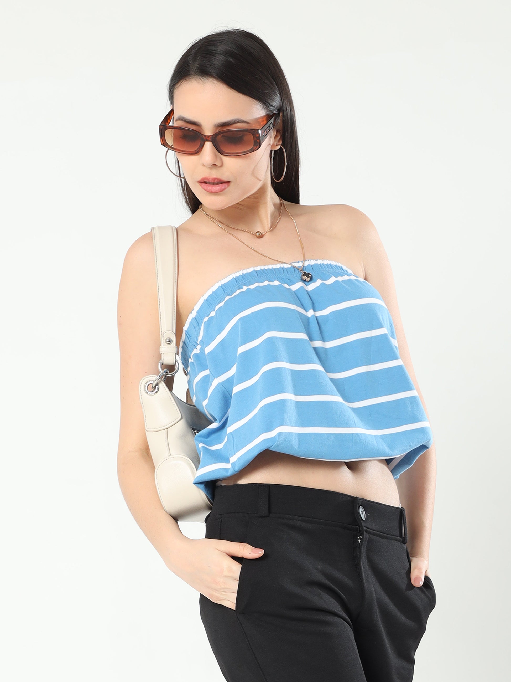 Women's Tube top - Blue Stripes
