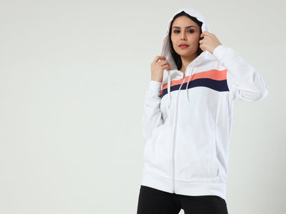 Cozy Comfort Women's Hooded Sweatshirt - White