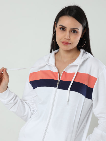 Cozy Comfort Women's Hooded Sweatshirt - White