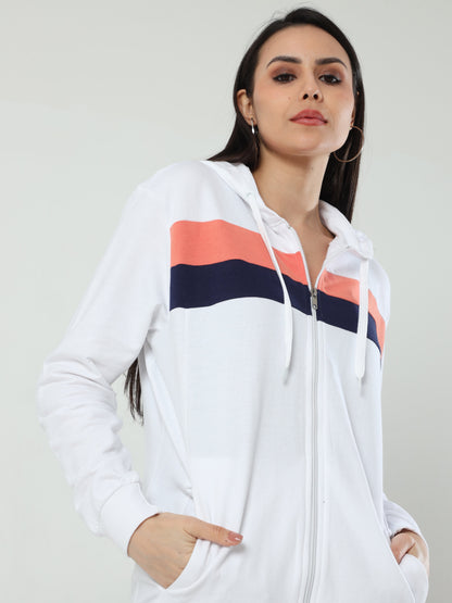 Cozy Comfort Women's Hooded Sweatshirt - White