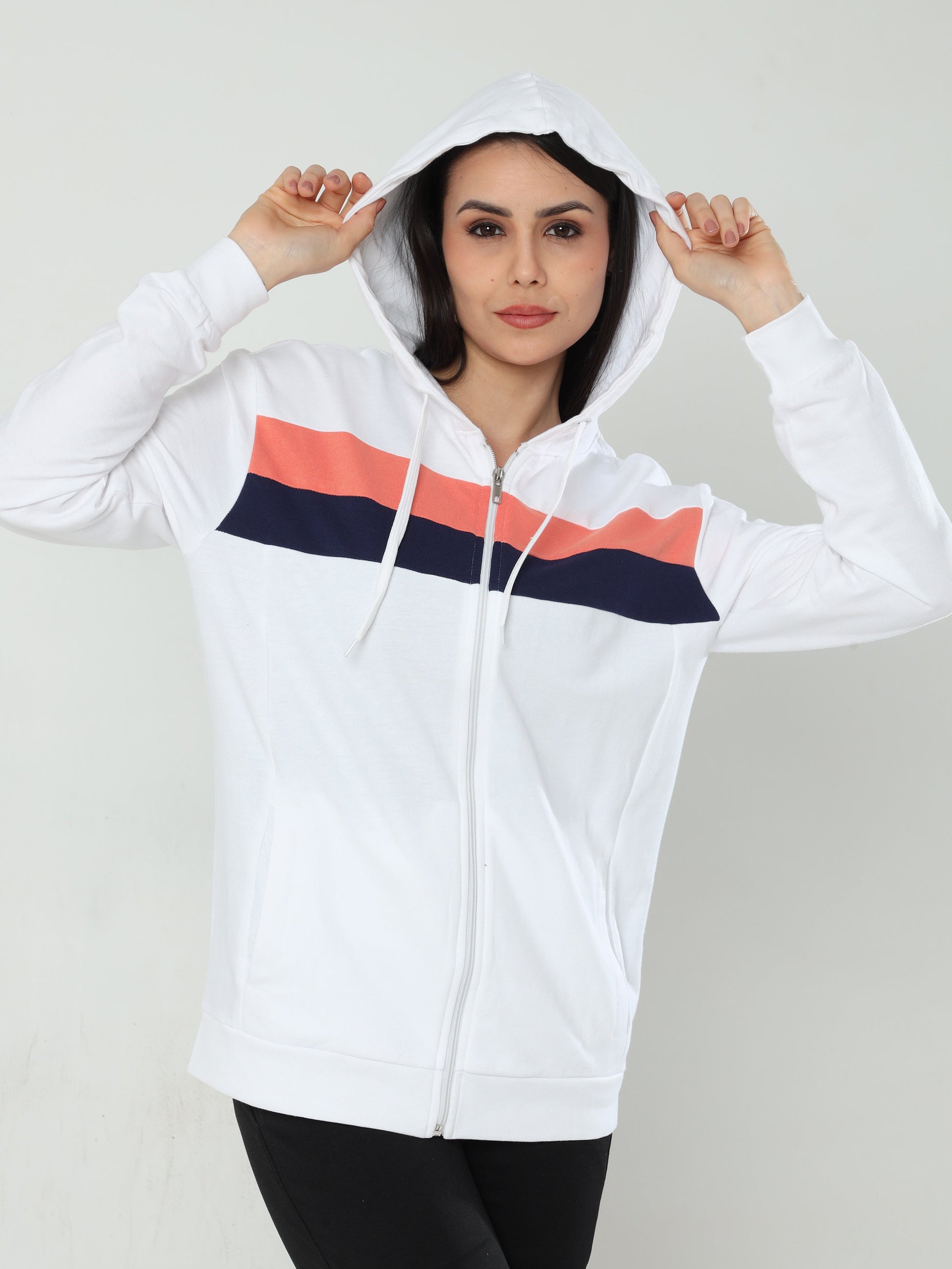 Cozy Comfort Women's Hooded Sweatshirt - White