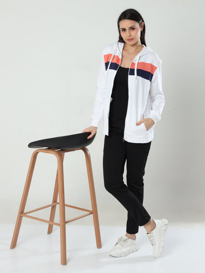 Cozy Comfort Women's Hooded Sweatshirt - White