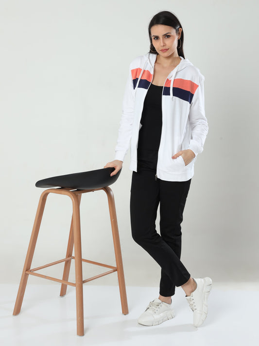 Cozy Comfort Women's Hooded Sweatshirt - White