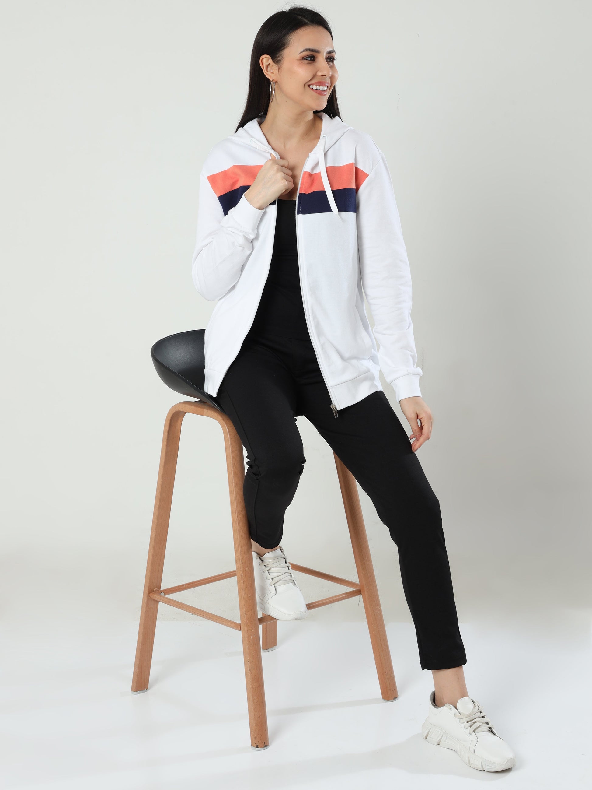 Cozy Comfort Women's Hooded Sweatshirt - White