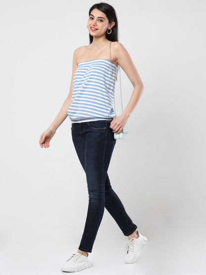 Women's Tube top - Blue/White Stripes