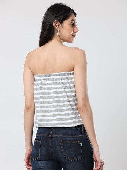 Women's Tube top - Grey/White Stripes