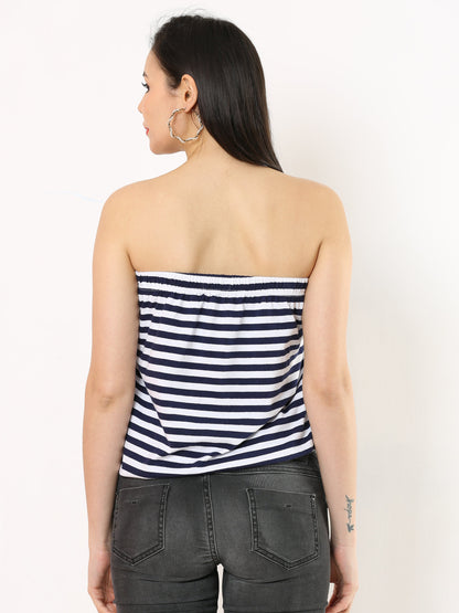 Women's Tube top - Navy/White Stripes