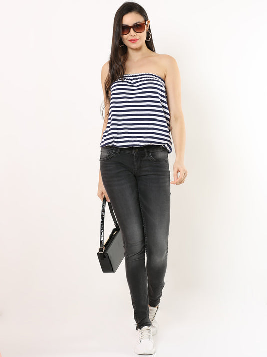 Women's Tube top - Navy/White Stripes