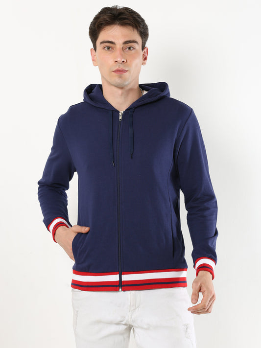 Stylish Men's Hooded Sweatshirt- Navy