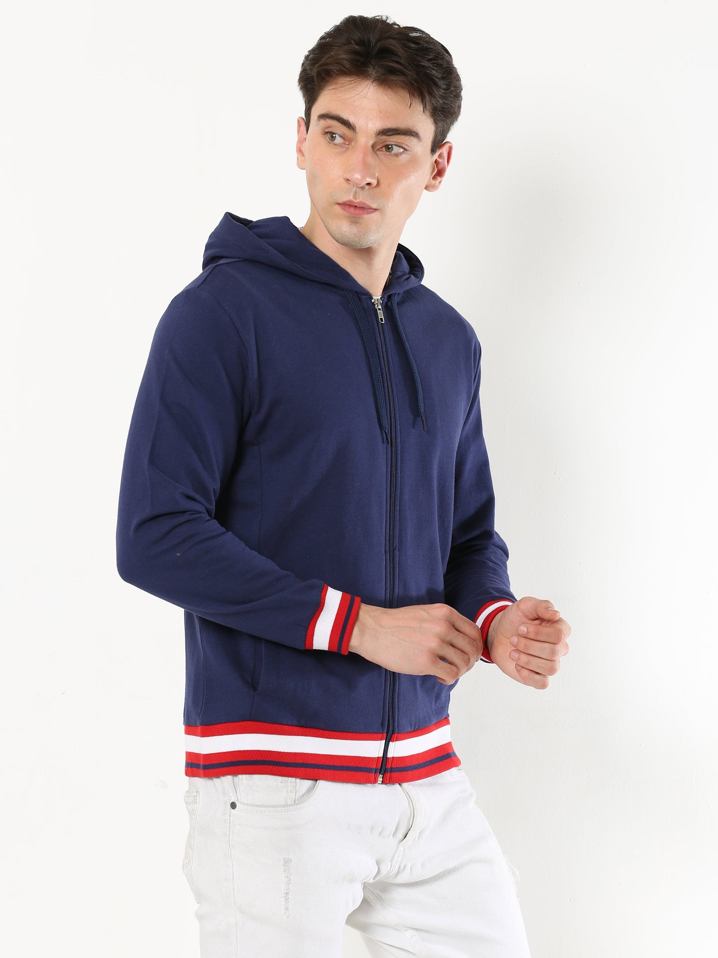 Stylish Men's Hooded Sweatshirt- Navy