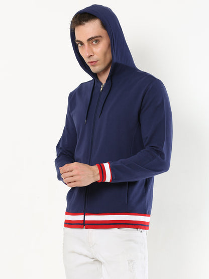 Stylish Men's Hooded Sweatshirt- Navy