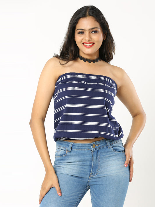 Women's Tube top - Navy Stripes